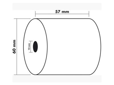 Kvittorulle 57x60x12mm 33m