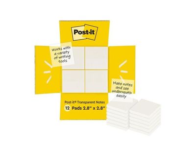 Notes POST-IT 73x73mm transparent 12/fp