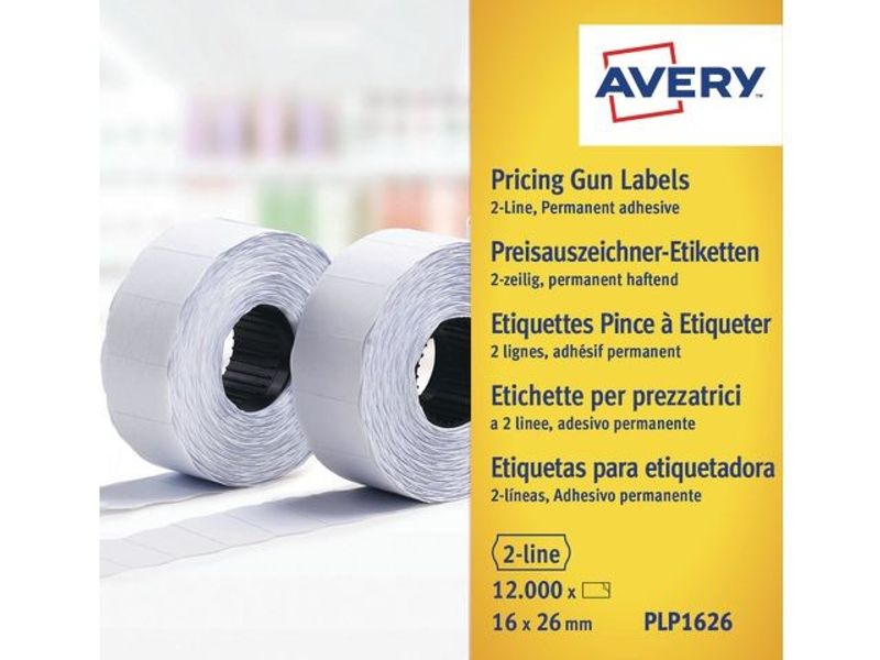 Prisetikett AVERY 2-rad 26x16mm 12000/fp