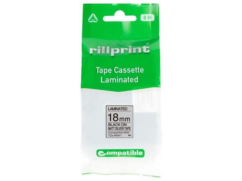 Tape 18mm TZe-M941 M-svart på silver