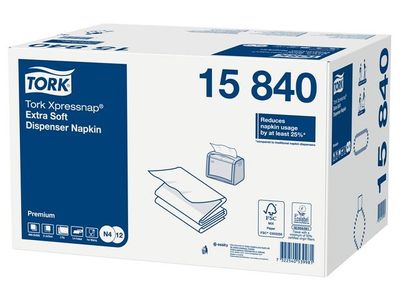 Servett TORK Pre N4 2-lag vit 500/fp
