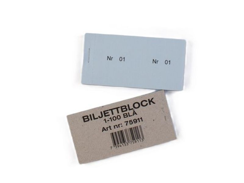 Biljettblock 1-100 blå