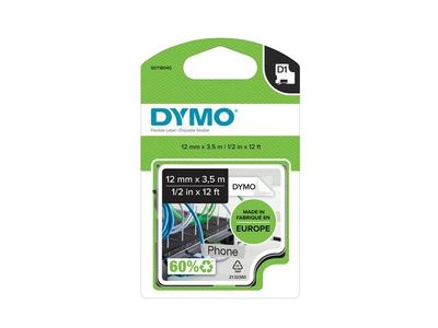 Tape DYMO D1 12mm nylon svart på vit