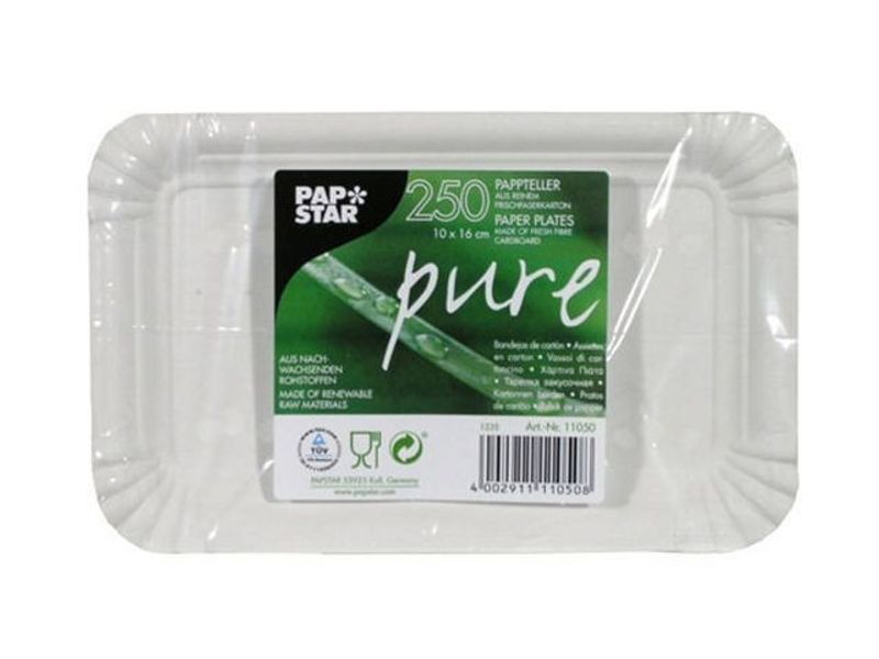 Tallrik Pure kantig 10x16cm vit 250/fp