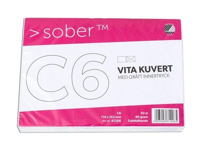 Kuvert SOBER C6 90g Fukthäftande 50/fp