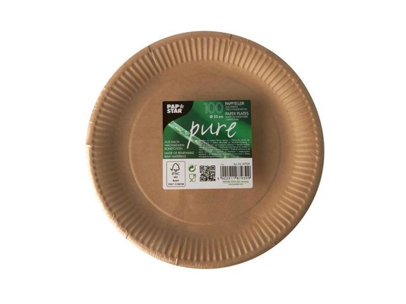 Tallrik PURE papper Ø230mm brun 100/fp