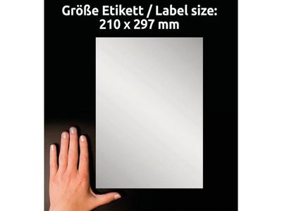 Etikett starka 210x297mm silver 20/fp