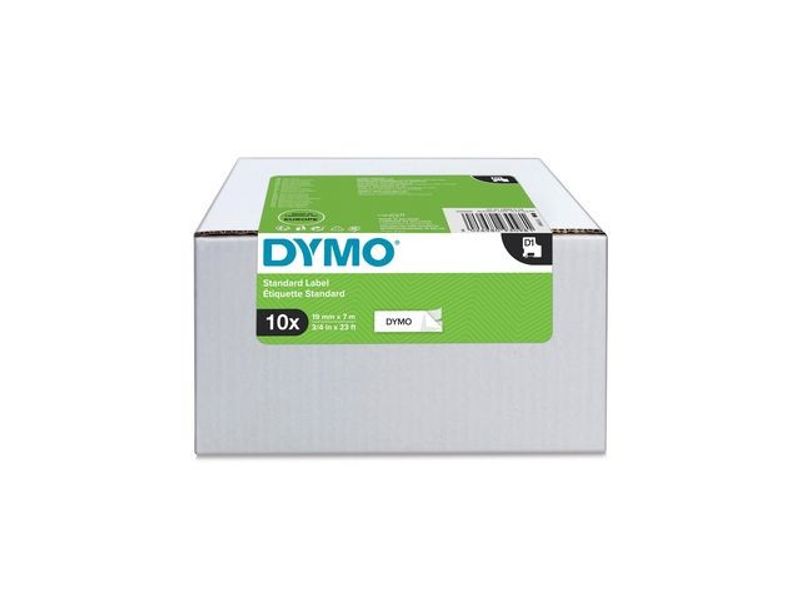 Tape DYMO D1 19mm svart på vit 10/fp