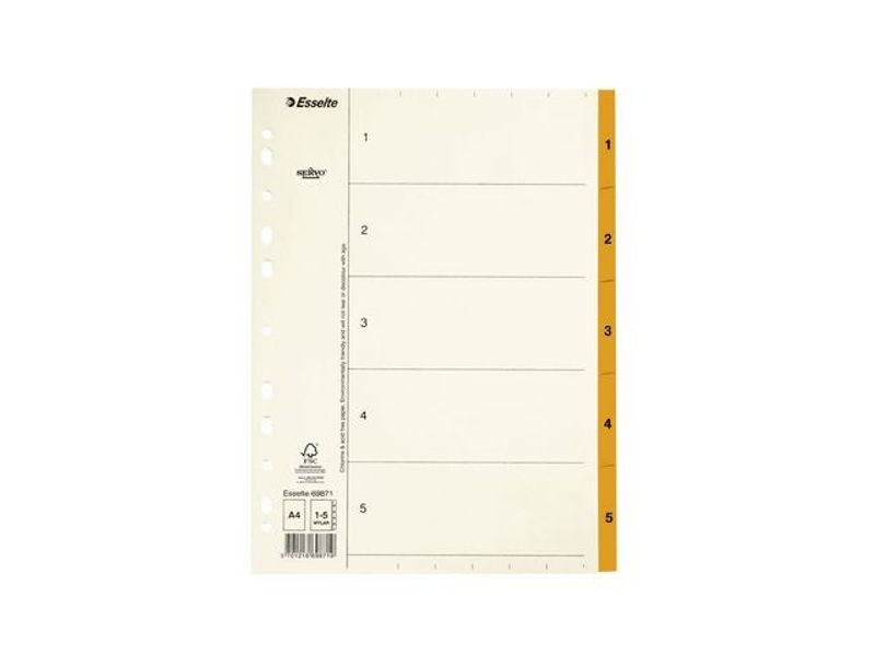 Pappregister Servo A4 1-5 orange flik