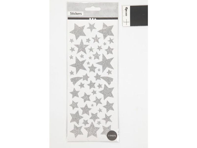 Glitterstickers silver stjärnor 110/fp