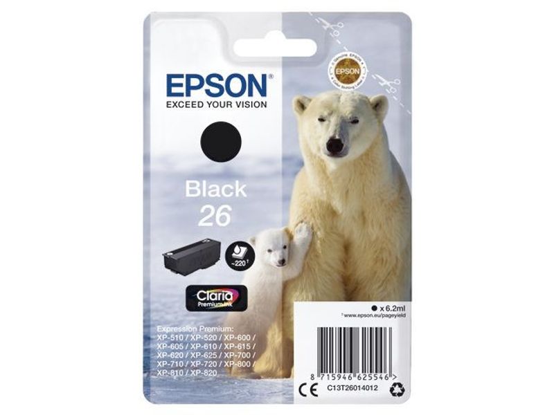 Bläckpatron EPSON C13T26014012 svart