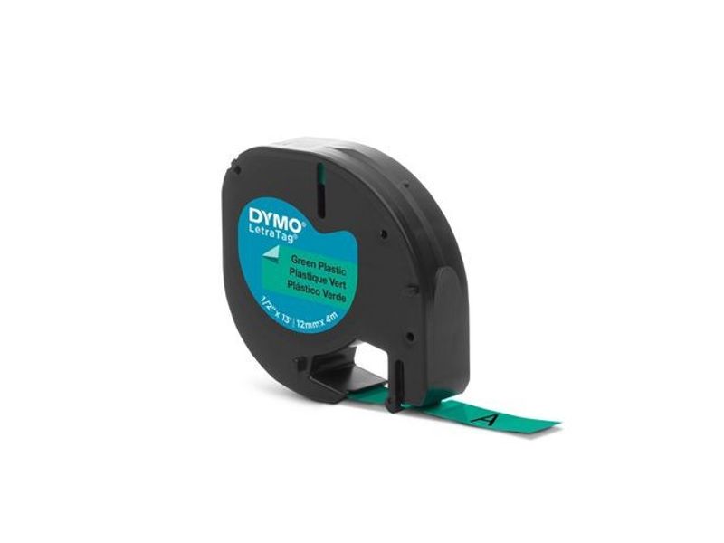 Tape DYMO LetraTag 12mm svart på grön