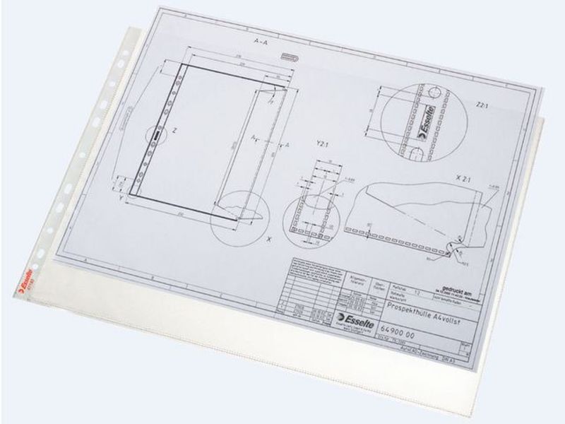Plastficka ESSELTE A3L prägl 0,08mm50/fp