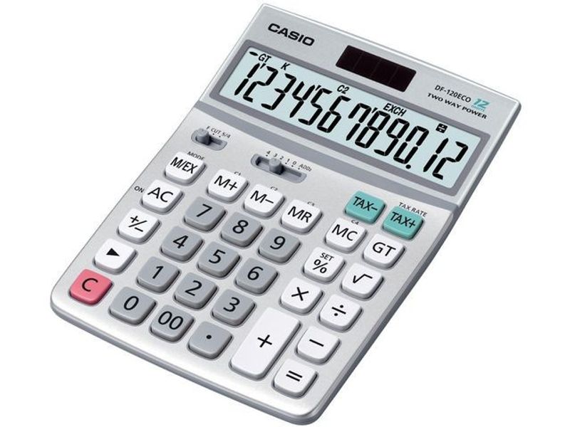 Bordsräknare CASIO DF-120ECO grå