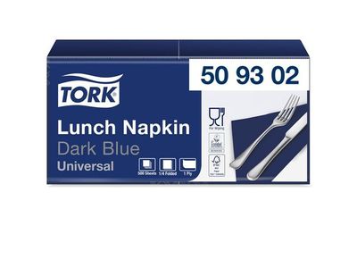 Servett TORK 1/4-vikt 1-lag m.blå 500/fp