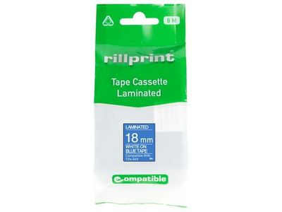 Tape 18mm TZe-545 vit på blå