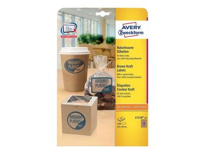 Etikett AVERY kraft 62x42mm brun 450/fp