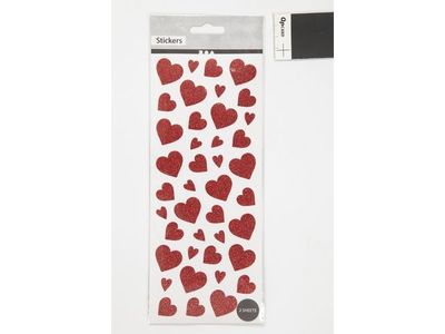 Glitterstickers röd hjärtan 84/fp