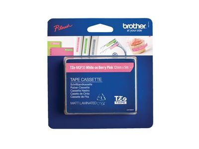 Tape BROTHER TZEMQP35 12mm Vit på Rosa