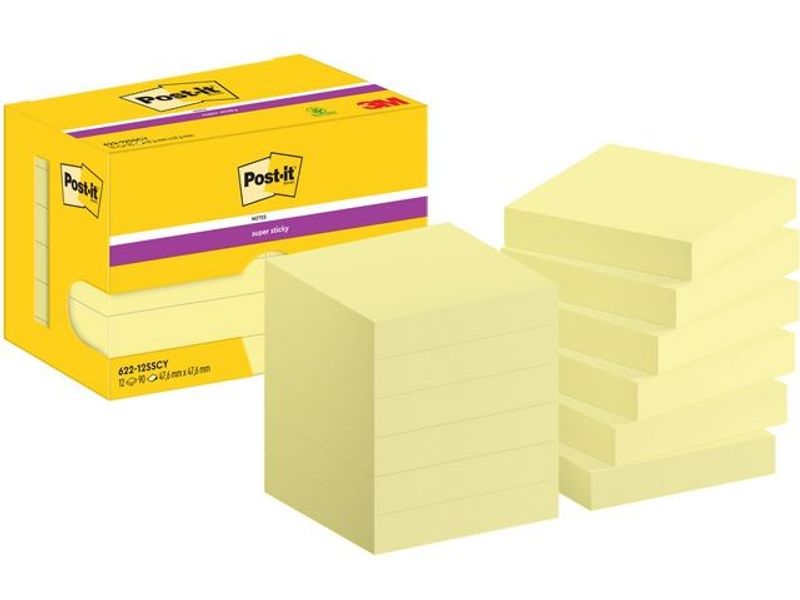 Notes POST-IT SS 47x47mm gul 12/fp