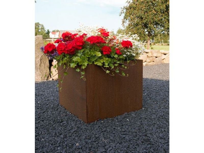 L-kruka med botten corten 60x60x55cm