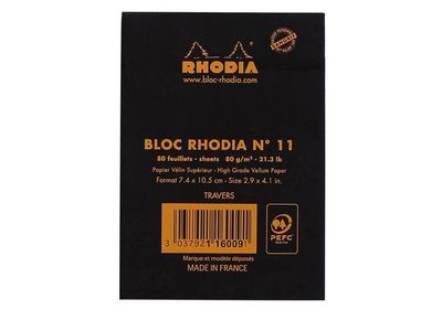 Ant.block RHODIA A7 80b linj svart