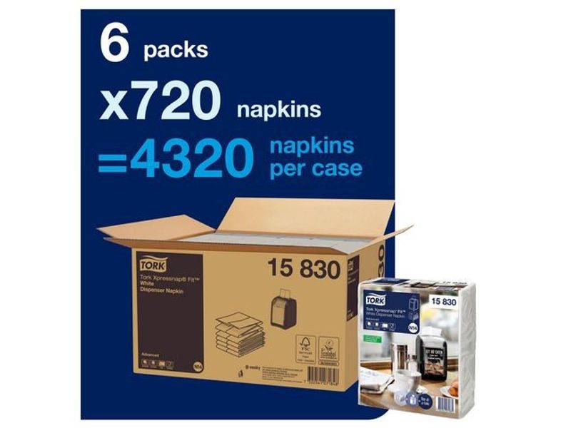 Servett TORK Xpressnap N14 vit 720/fp