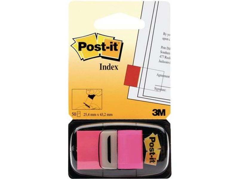 Index POST-IT 25,4x43,2mm cerise 50/fp