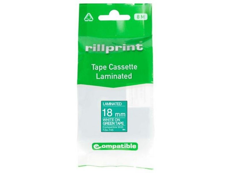 Tape 18mm TZe-745 vit på grön