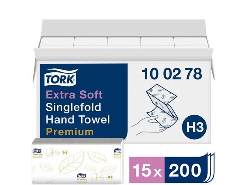 Handduk TORK Pre H3 2-lag vit 3000/fp