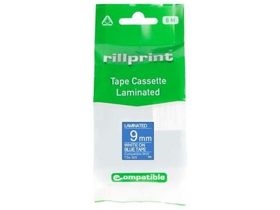 Tape 9mm TZe-525 vit på blå