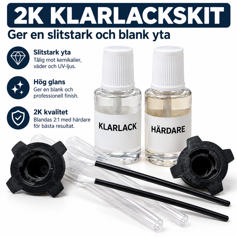 2K Klarlack Lackstift – Komplett kit med härdare