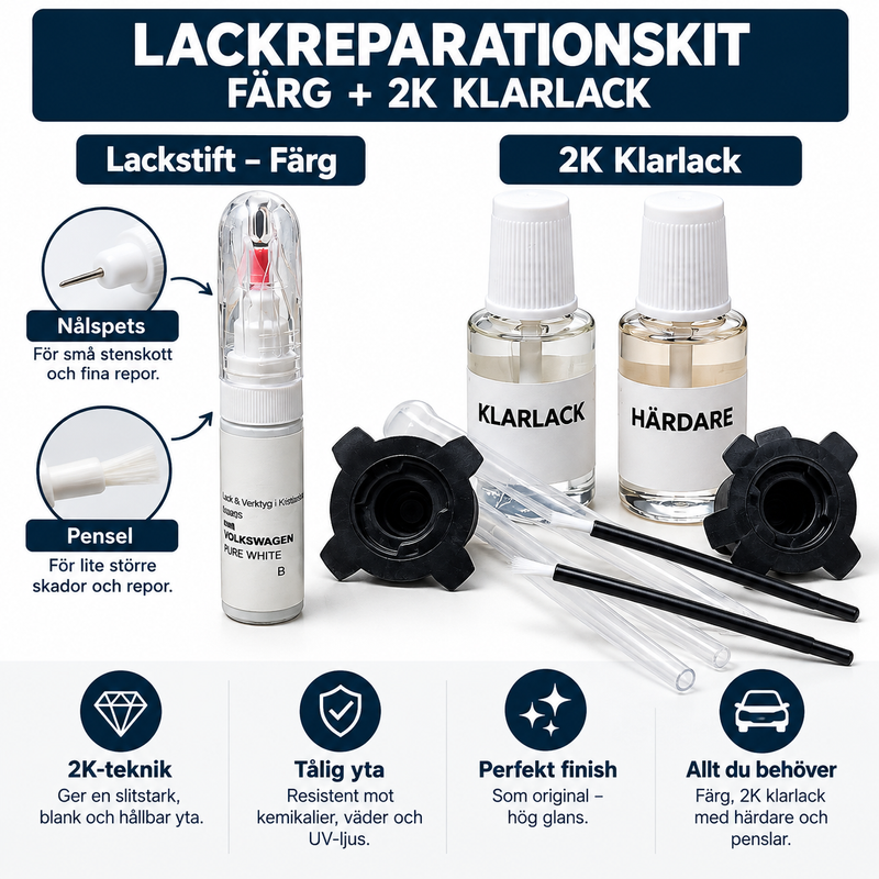 Lackstifts Kit - Färg + 2K Klarlack