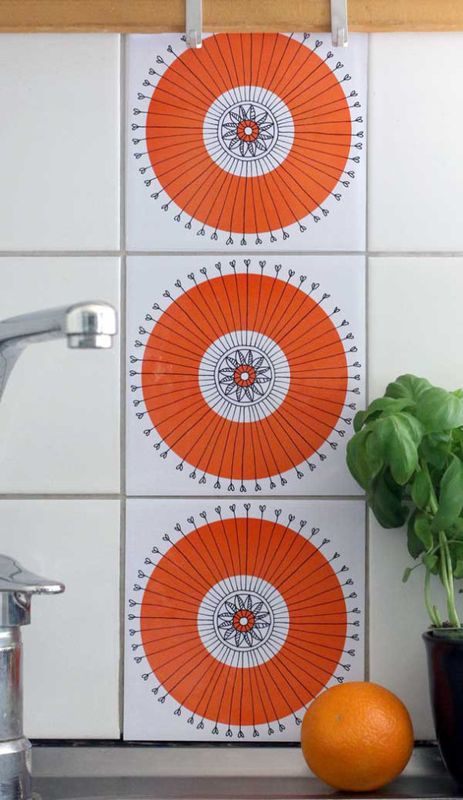 Kakeldekor Gurra - röd-orange 6 st
