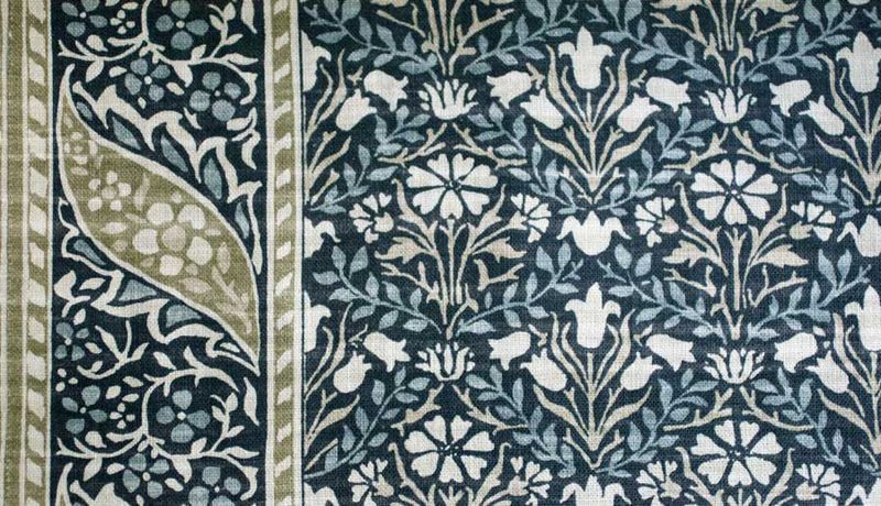 Möbeltyg 100% lin William Morris Bellflower indigo/sage