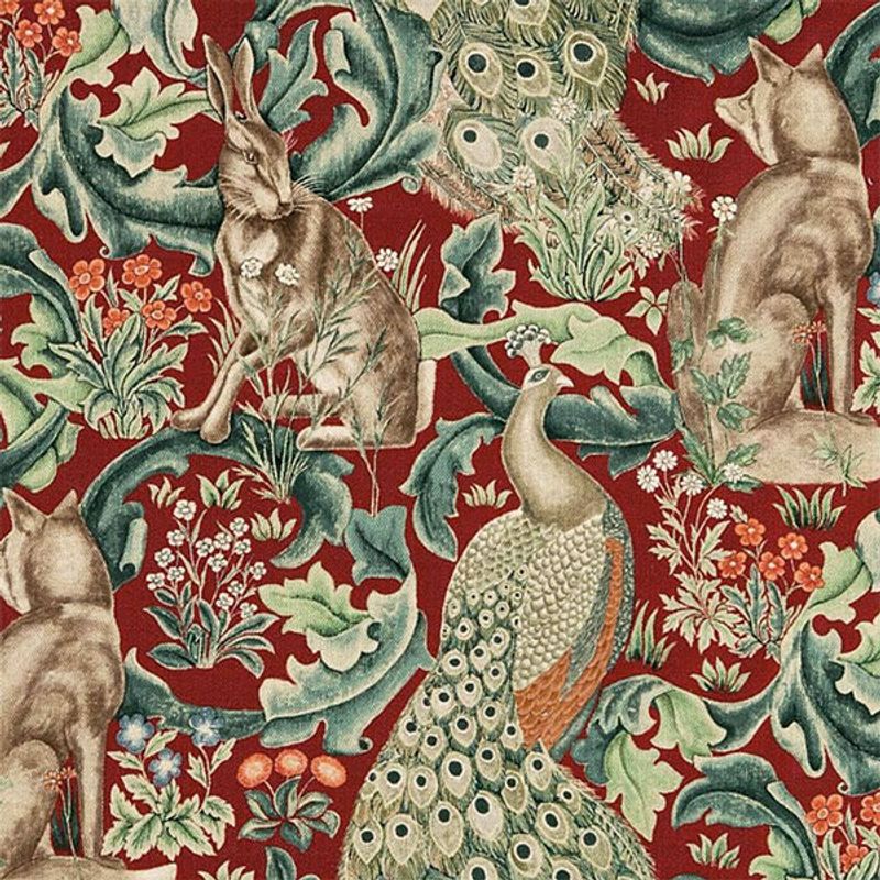 Möbeltyg - William Morris - Forest fabric - red