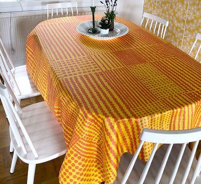 Vaxduk i textil akrylatbehandlad - Pricktyg gul