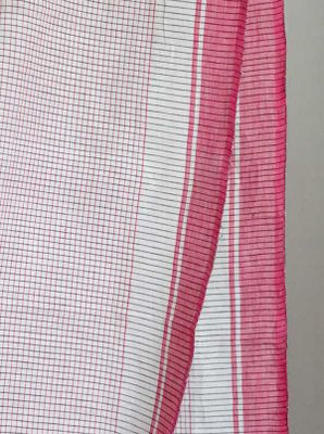 Indiskt handvävt rutigt tyg - rosa-svart-vit nr.16