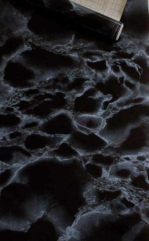 Dekorplast - svart marmor 45 x 200 cm