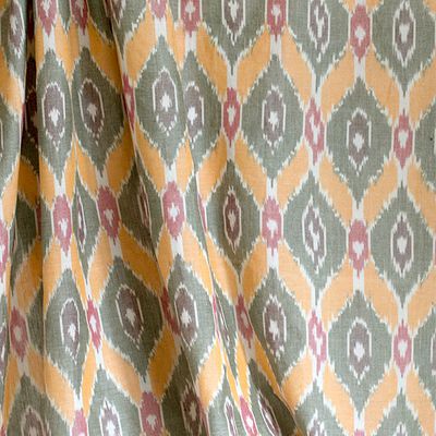 Bomullstyg från Indien IKAT grönt och orange | Broarne.se