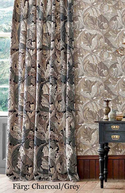 Sammet möbeltyg - William Morris - Acanthus - slate blue/thyme