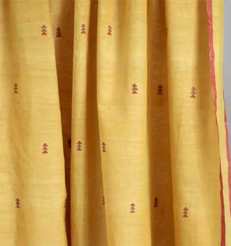 Indiskt tyg gul/mörkröd - handvävt nr.19