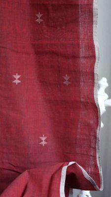 Indiskt handvävt bomullstyg - röd-grå nr.12
