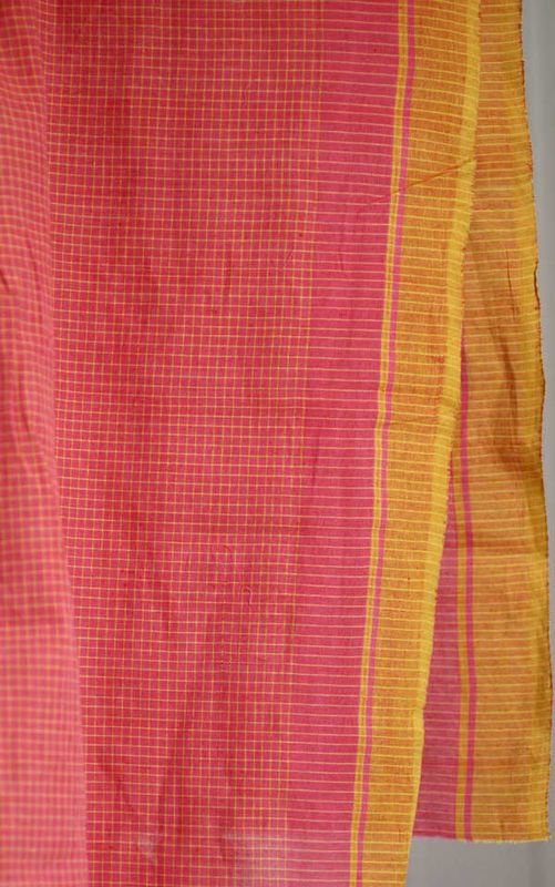 Indiskt tyg - rosa och orange - handvävt nr.18