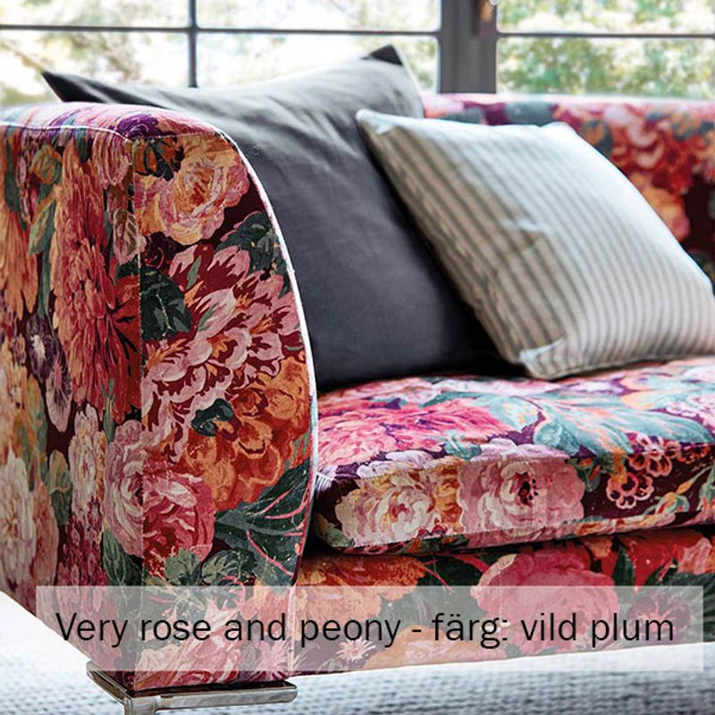 Möbeltyg i sammet - Sanderson - Very rose and peony - wild plum