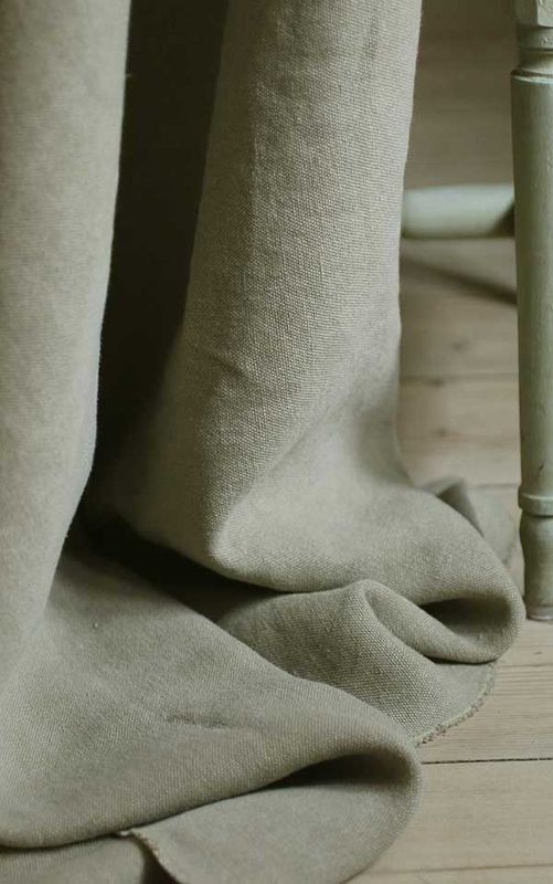 Kraftigt linnetyg - beige möbeltyg - Enzimi Latte 729