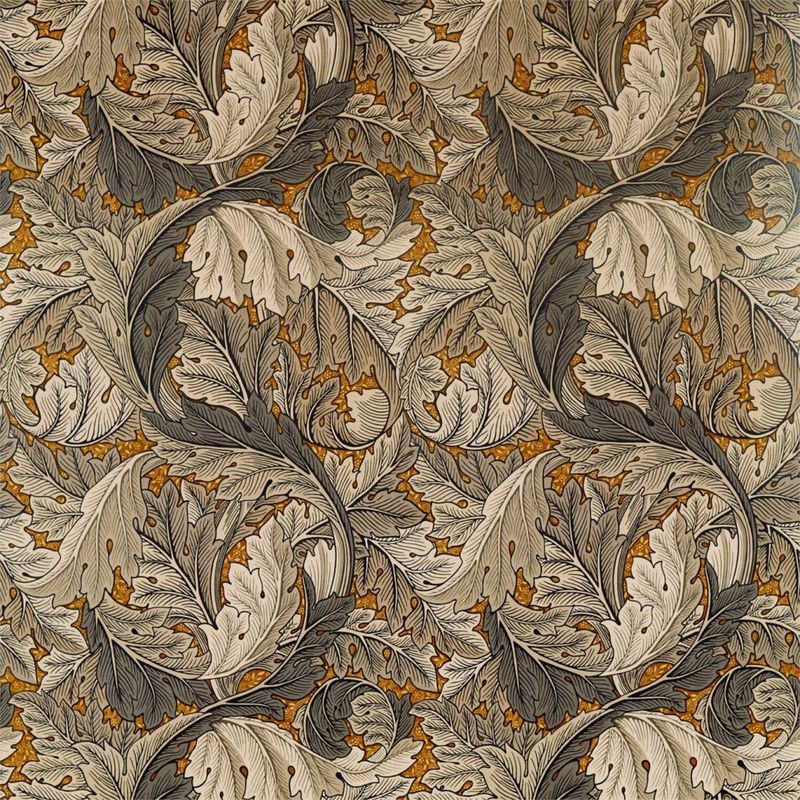 Sammet - William Morris - Acanthus Velvet - mustard/grey