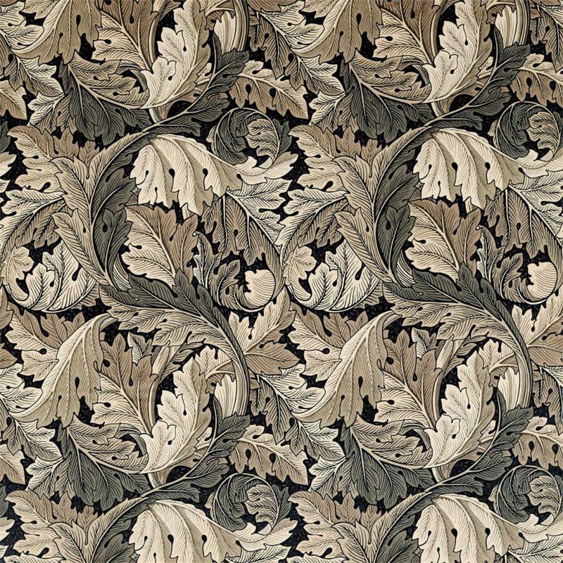 Sammet möbeltyg - William Morris - Acanthus - charcoal/grey