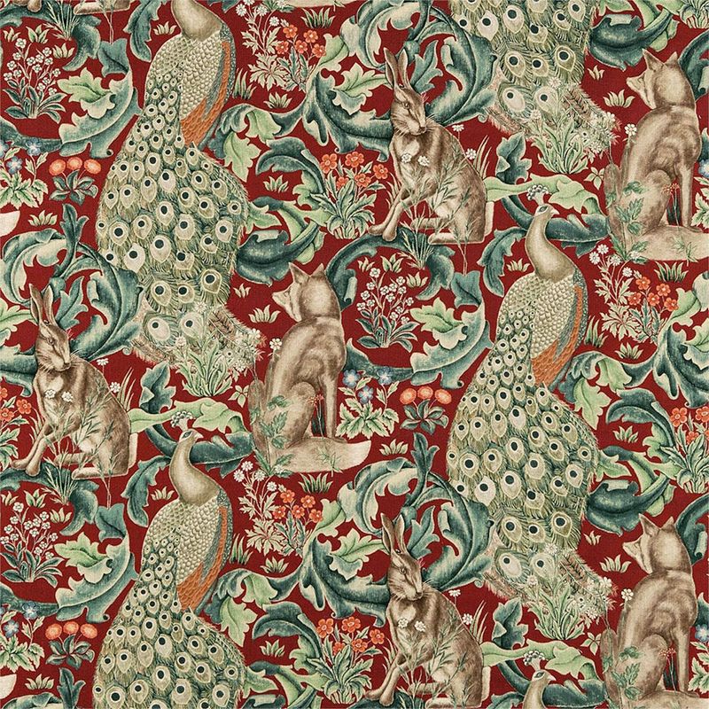 Möbeltyg - William Morris - Forest fabric - red