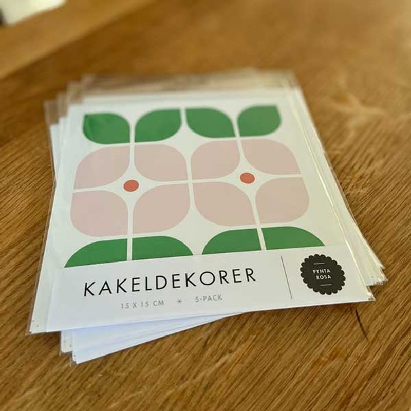 Kakeldekor Pynta rosa 5-pack